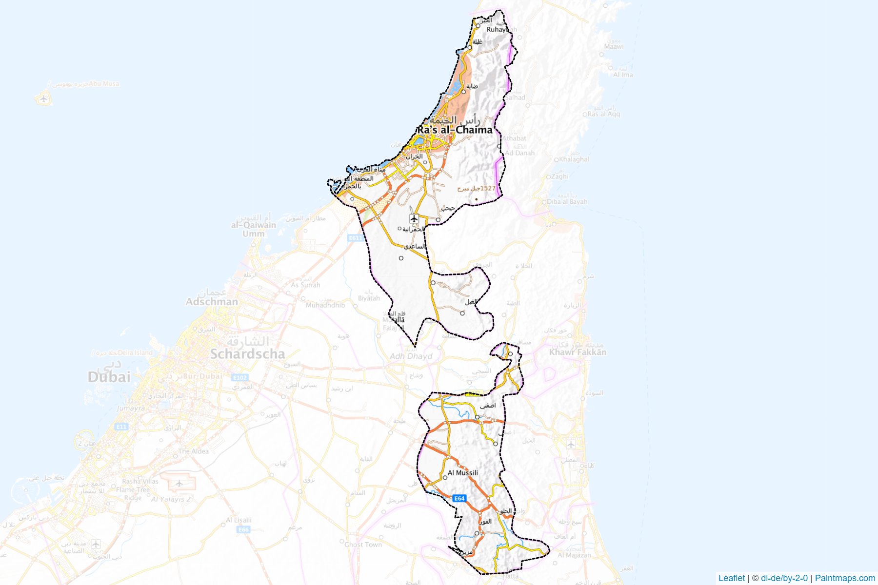 Muestras de recorte de mapas Ras Al Khaimah (Ras Al Khaimah)-1