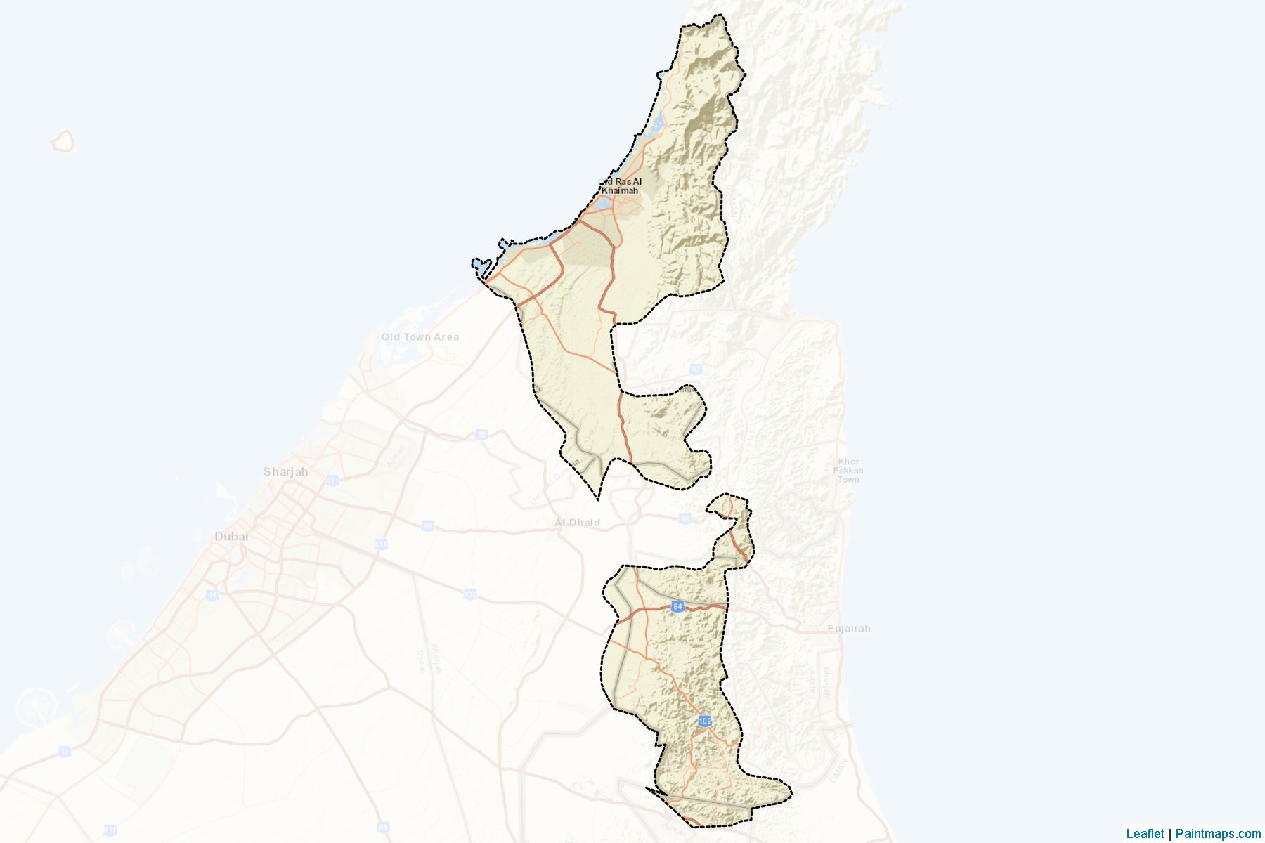 Muestras de recorte de mapas Ras Al Khaimah (Ras Al Khaimah)-2