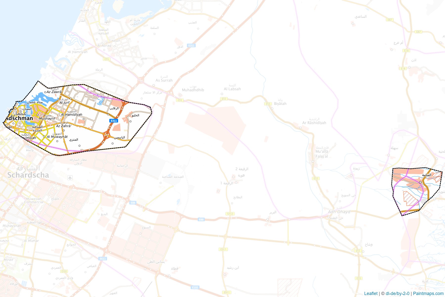 Muestras de recorte de mapas Ajman (Ajman)-1