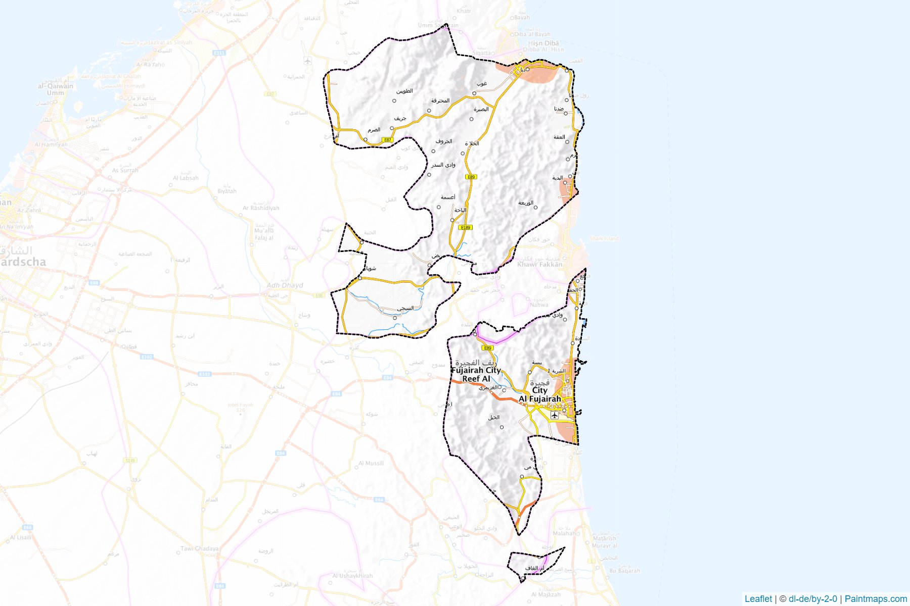 Muestras de recorte de mapas Fujairah (Fujairah)-1