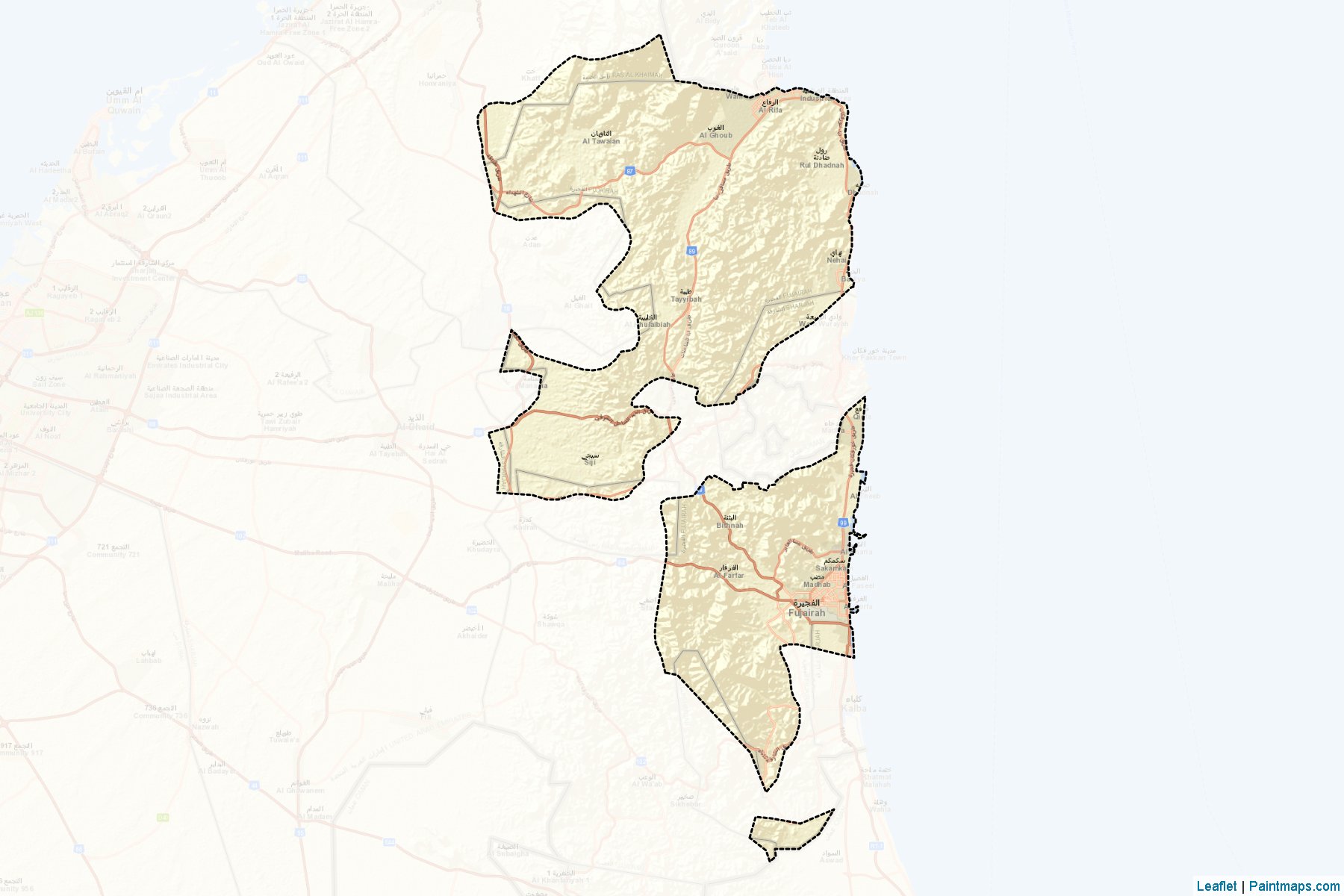 Muestras de recorte de mapas Fujairah (Fujairah)-2