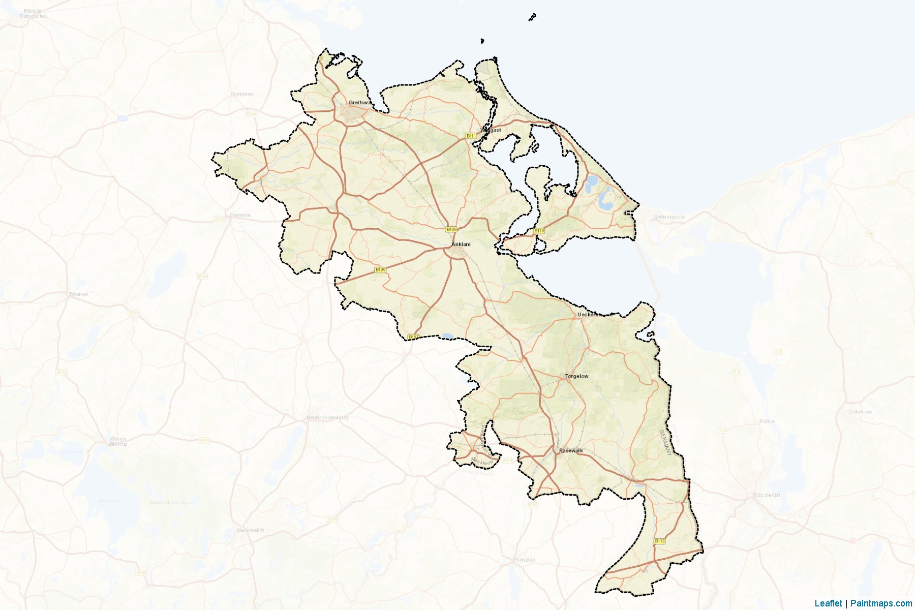 Muestras de recorte de mapas Vorpommern-Greifswald (Mecklenburg-Vorpommern)-2