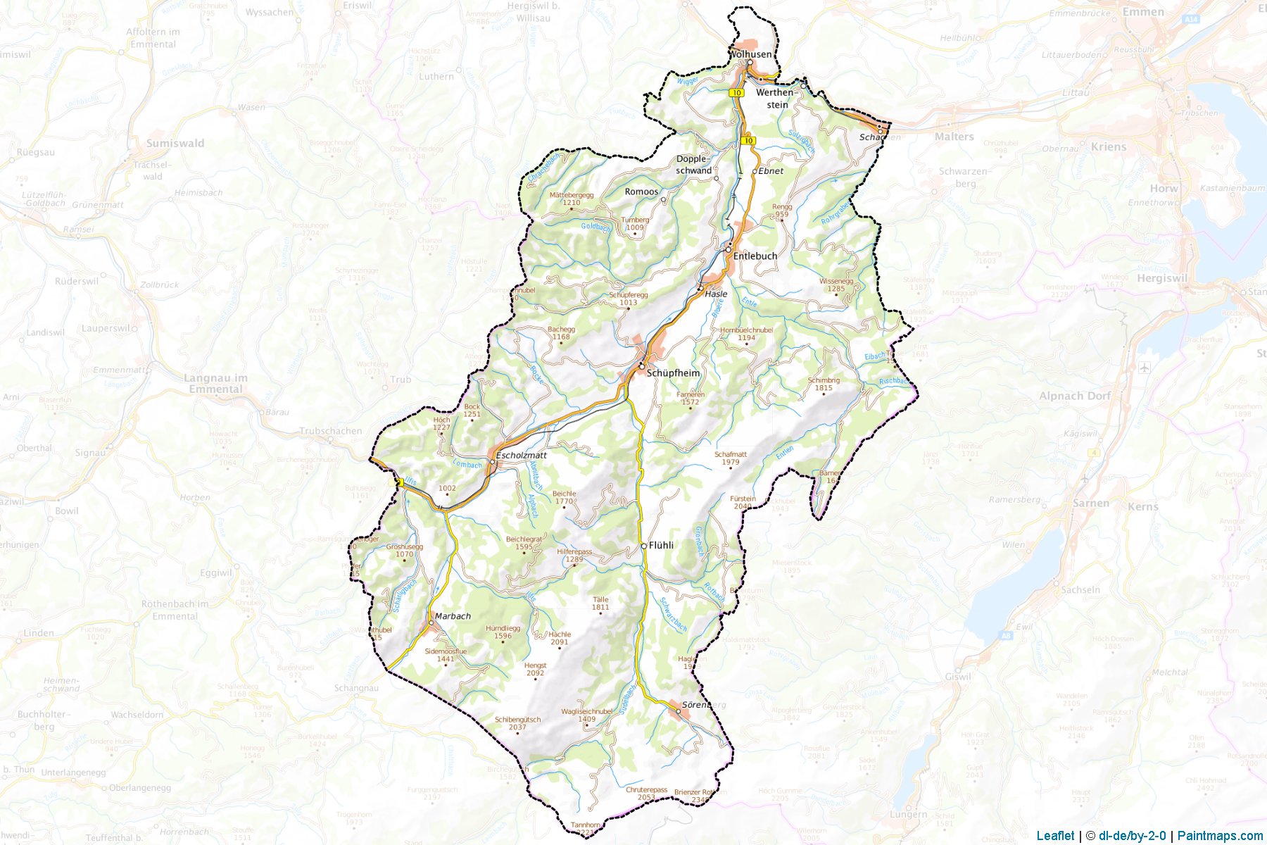 Muestras de recorte de mapas Entlebuch (Lucerne)-1