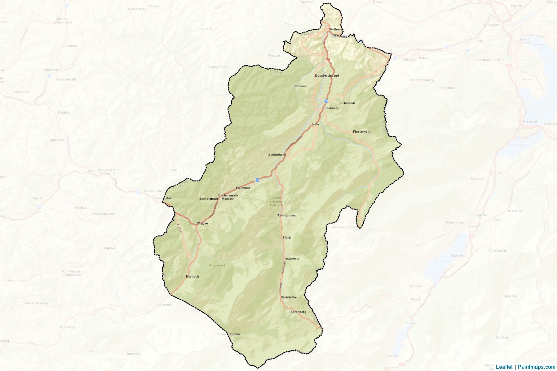 Muestras de recorte de mapas Entlebuch (Lucerne)-2