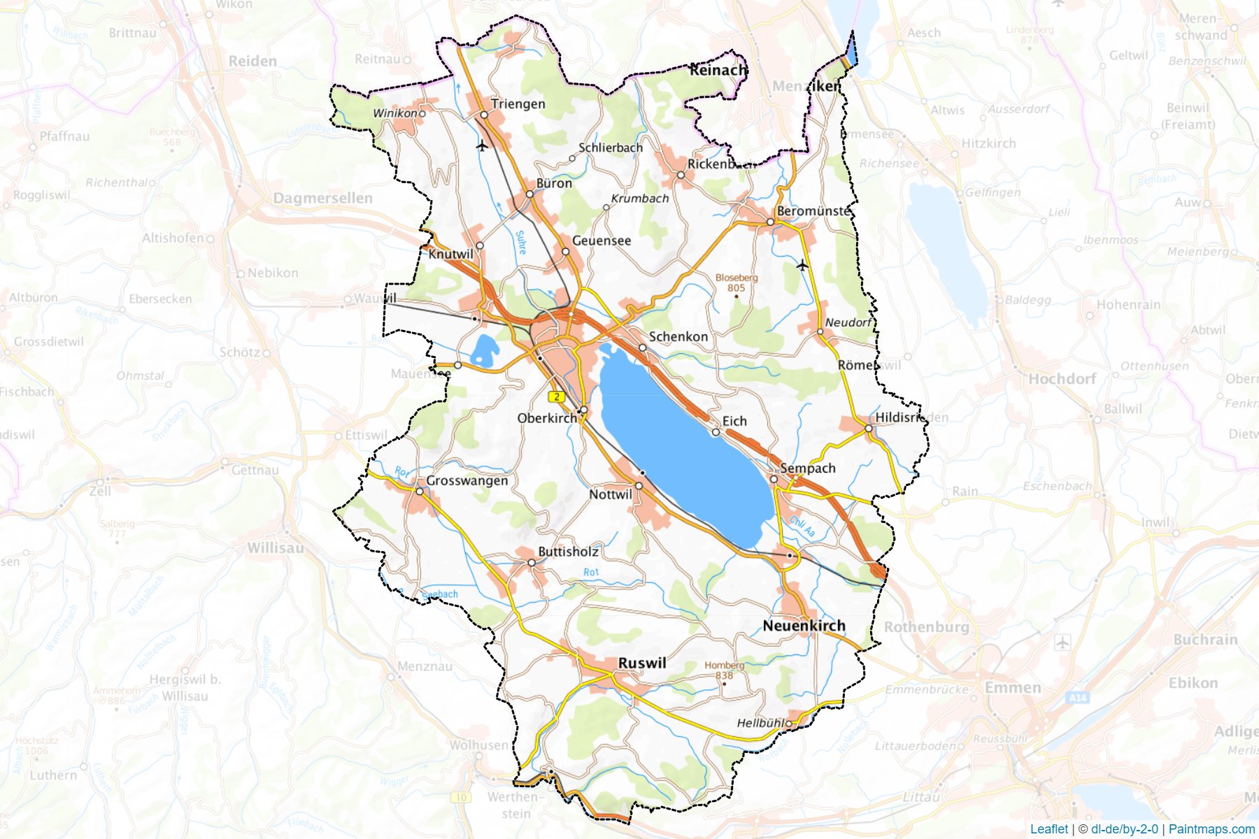 Muestras de recorte de mapas Sursee (Lucerne)-1