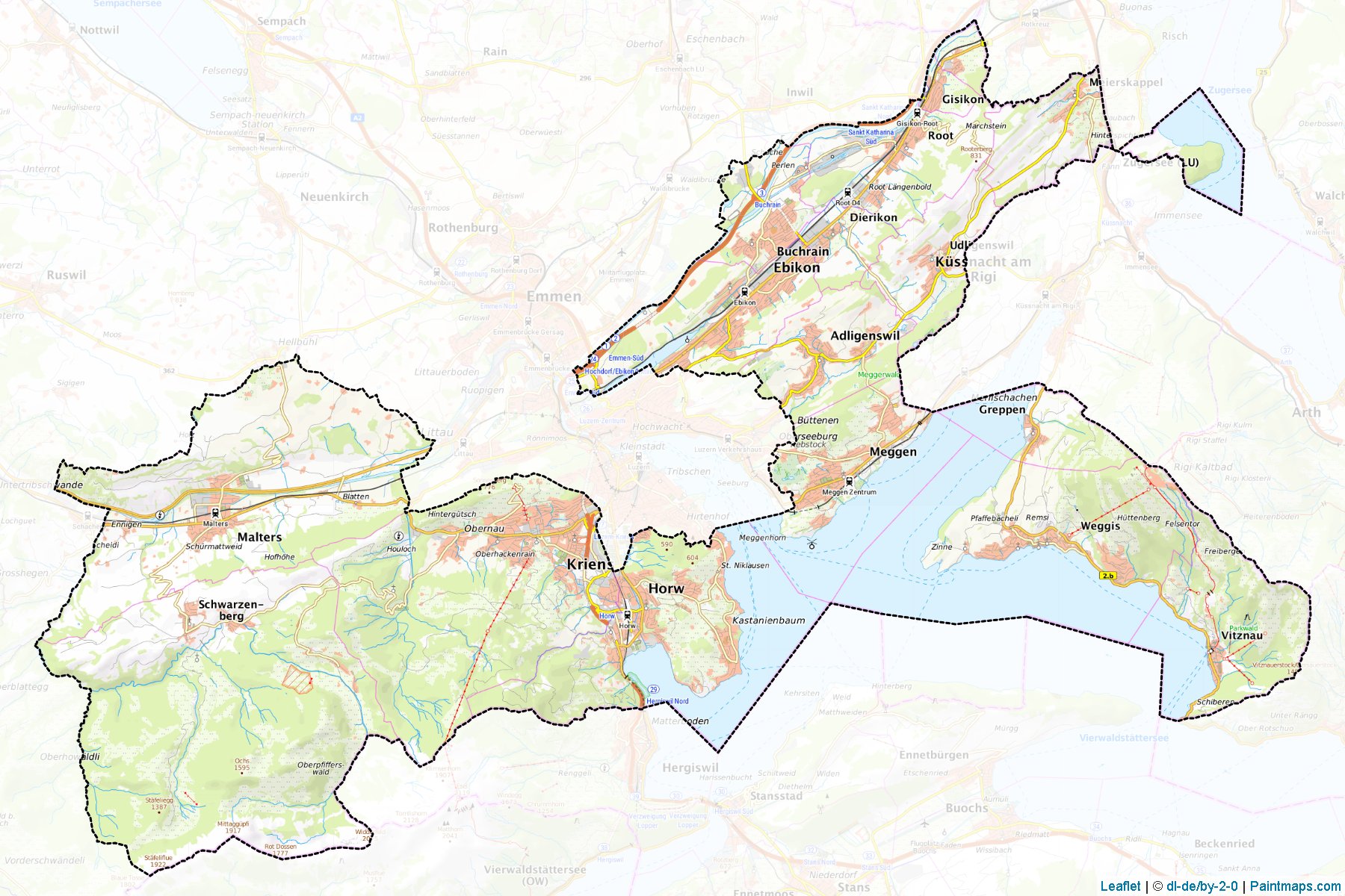 Luzern-Land (Lucerne) Map Cropping Samples-1