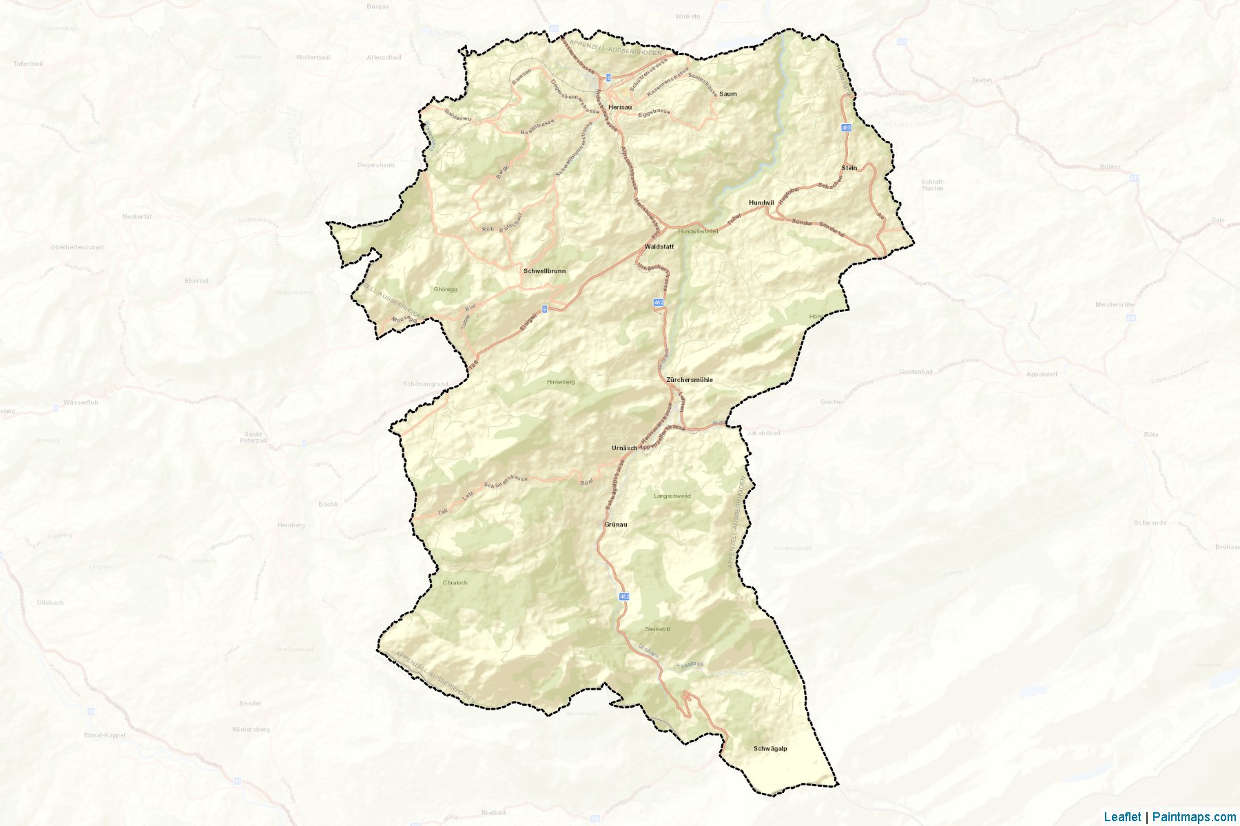 Muestras de recorte de mapas Hinterland (Appenzell Ausserrhoden)-2