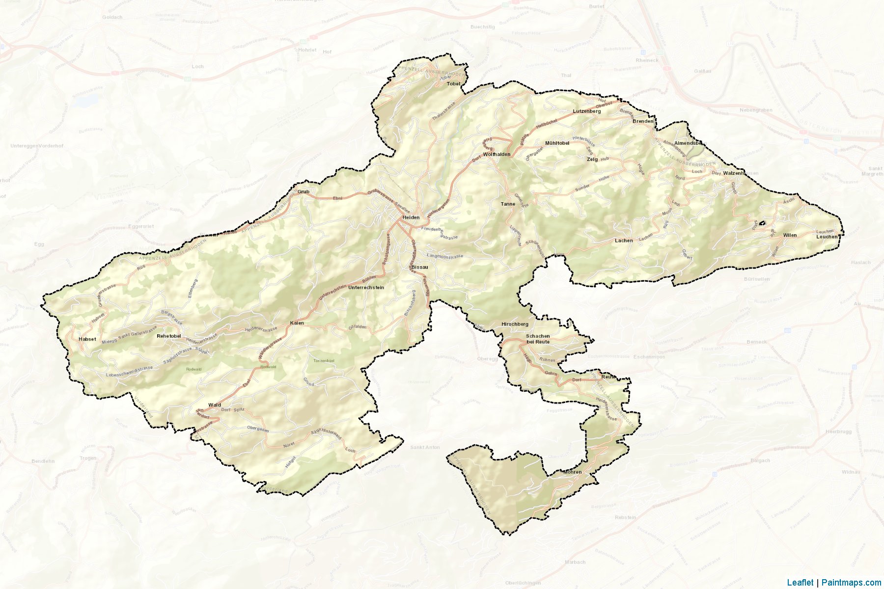 Muestras de recorte de mapas Vorderland (Appenzell Ausserrhoden)-2