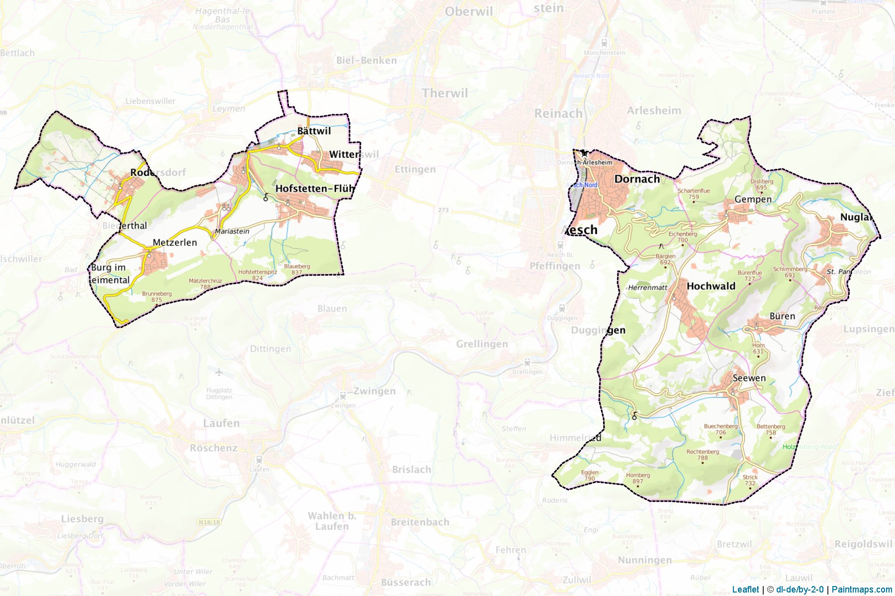 Muestras de recorte de mapas Dorneck (Solothurn)-1