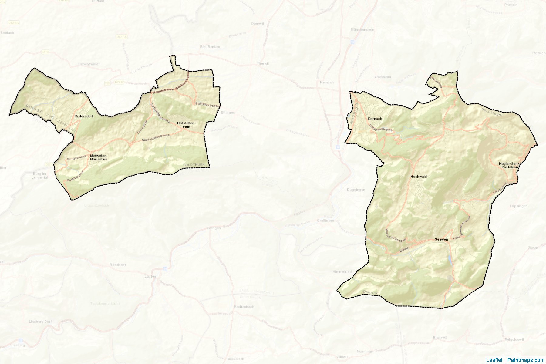 Muestras de recorte de mapas Dorneck (Solothurn)-2