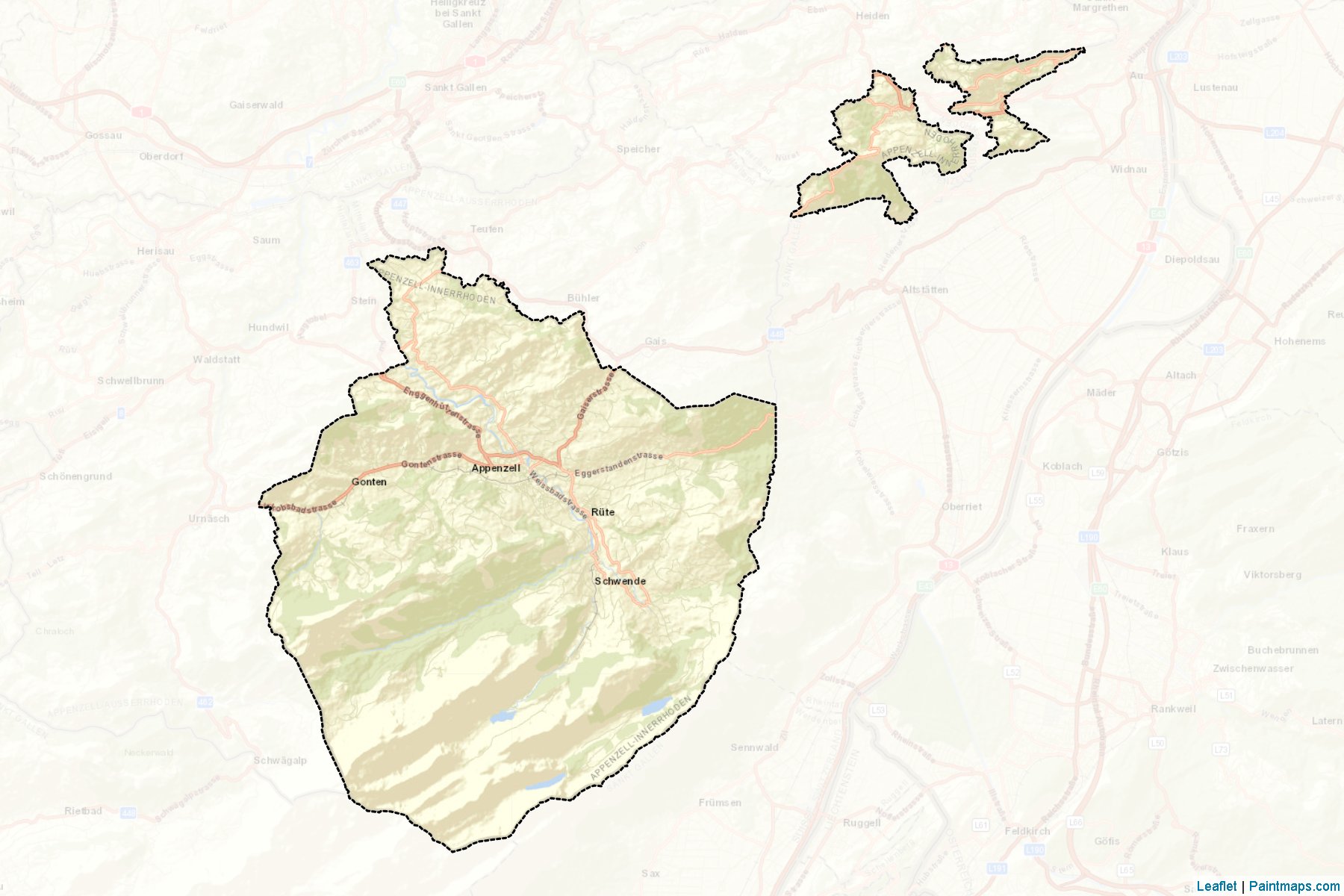 Muestras de recorte de mapas Appenzell Innerrhoden (unincorporated) (Appenzell Innerrhoden)-2