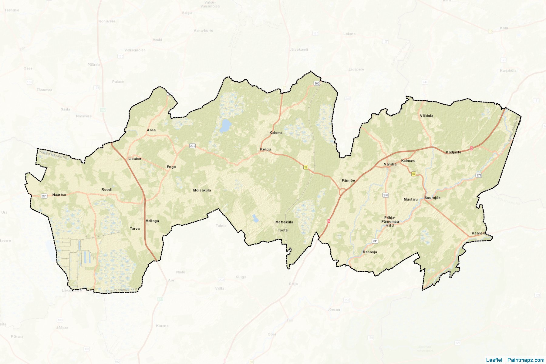 Muestras de recorte de mapas Pőhja-Pärnumaa (Pärnu)-2