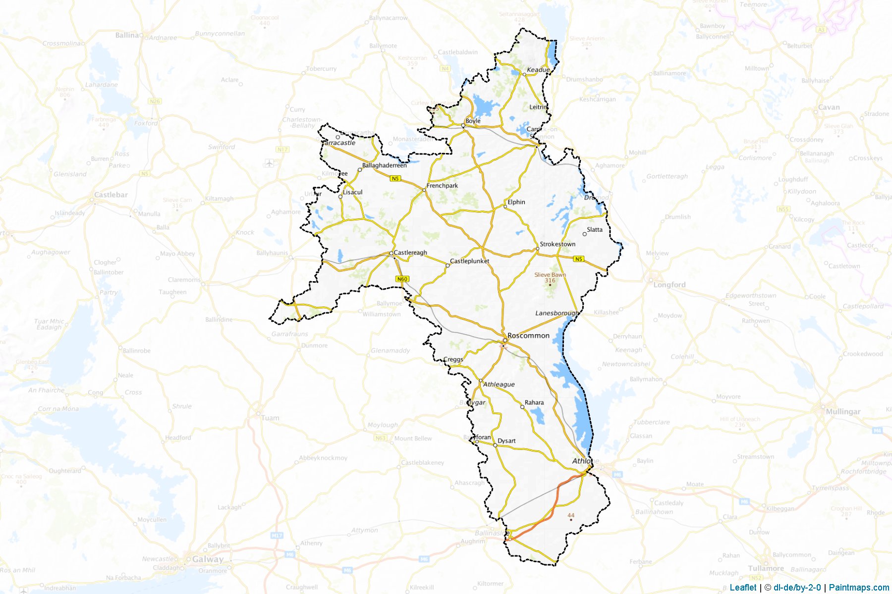 Muestras de recorte de mapas Roscommon (Roscommon)-1