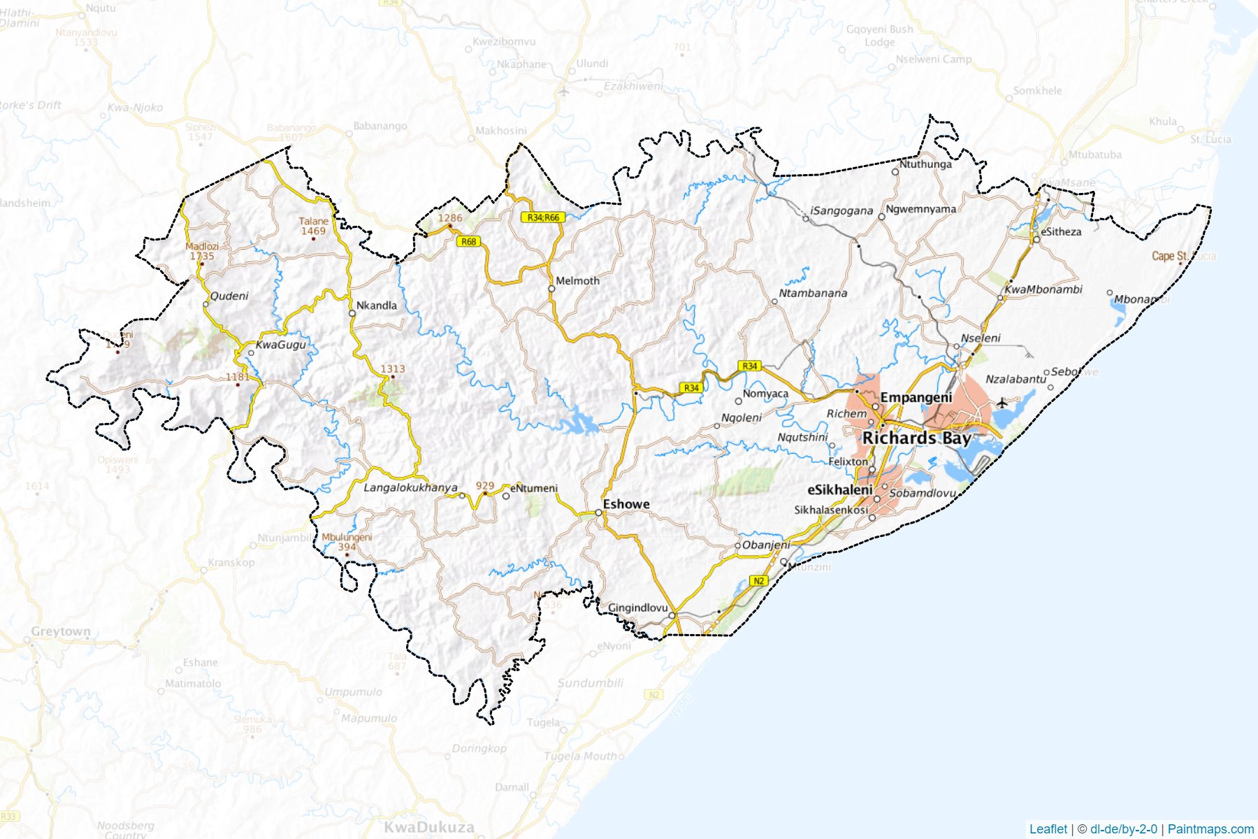 King Cetshwayo (KwaZulu-Natal) Haritası Örnekleri-1