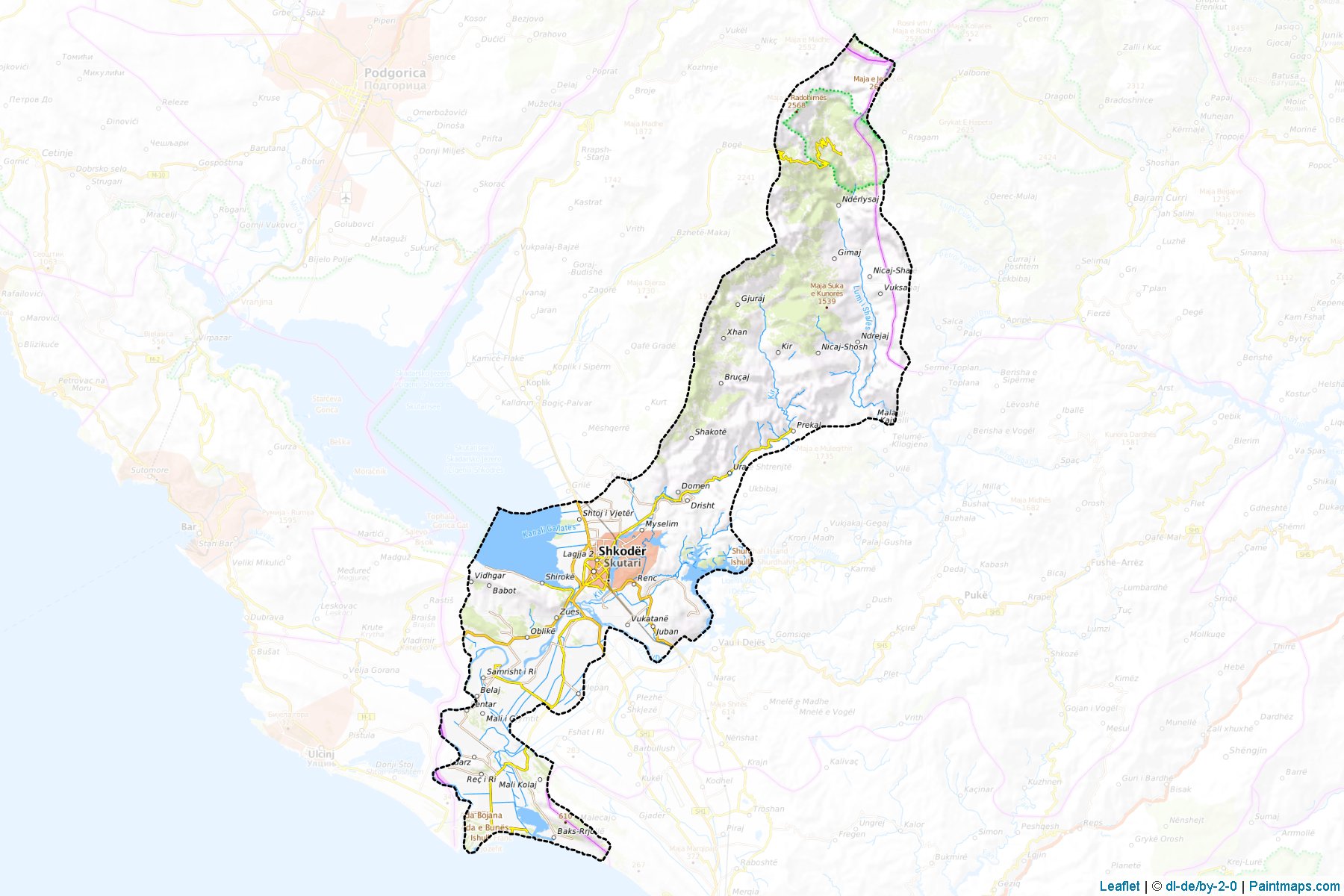 Muestras de recorte de mapas Shkodër (Shkoder)-1