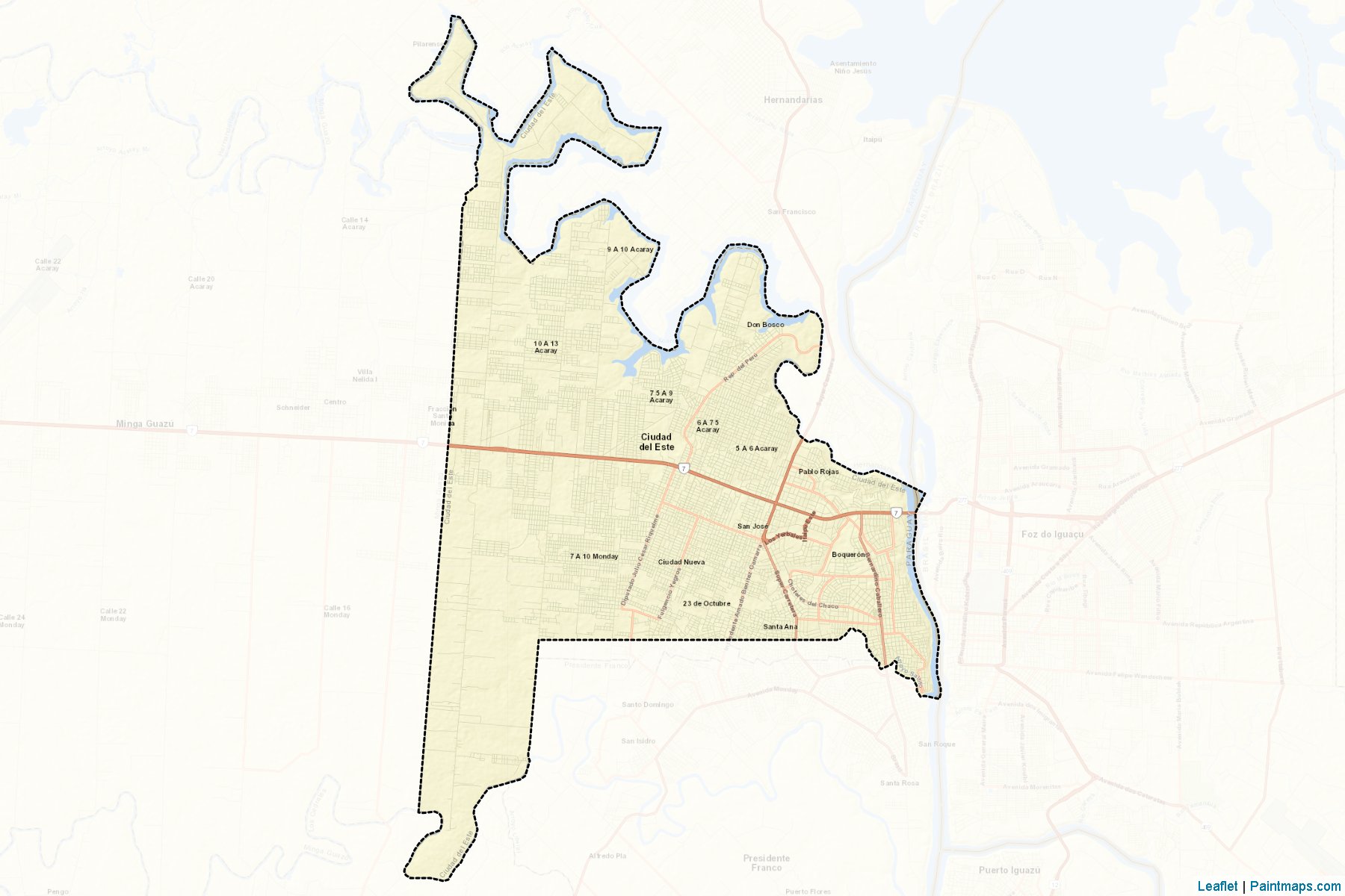 Muestras de recorte de mapas Ciudad Del Este (Alto Paraná)-2