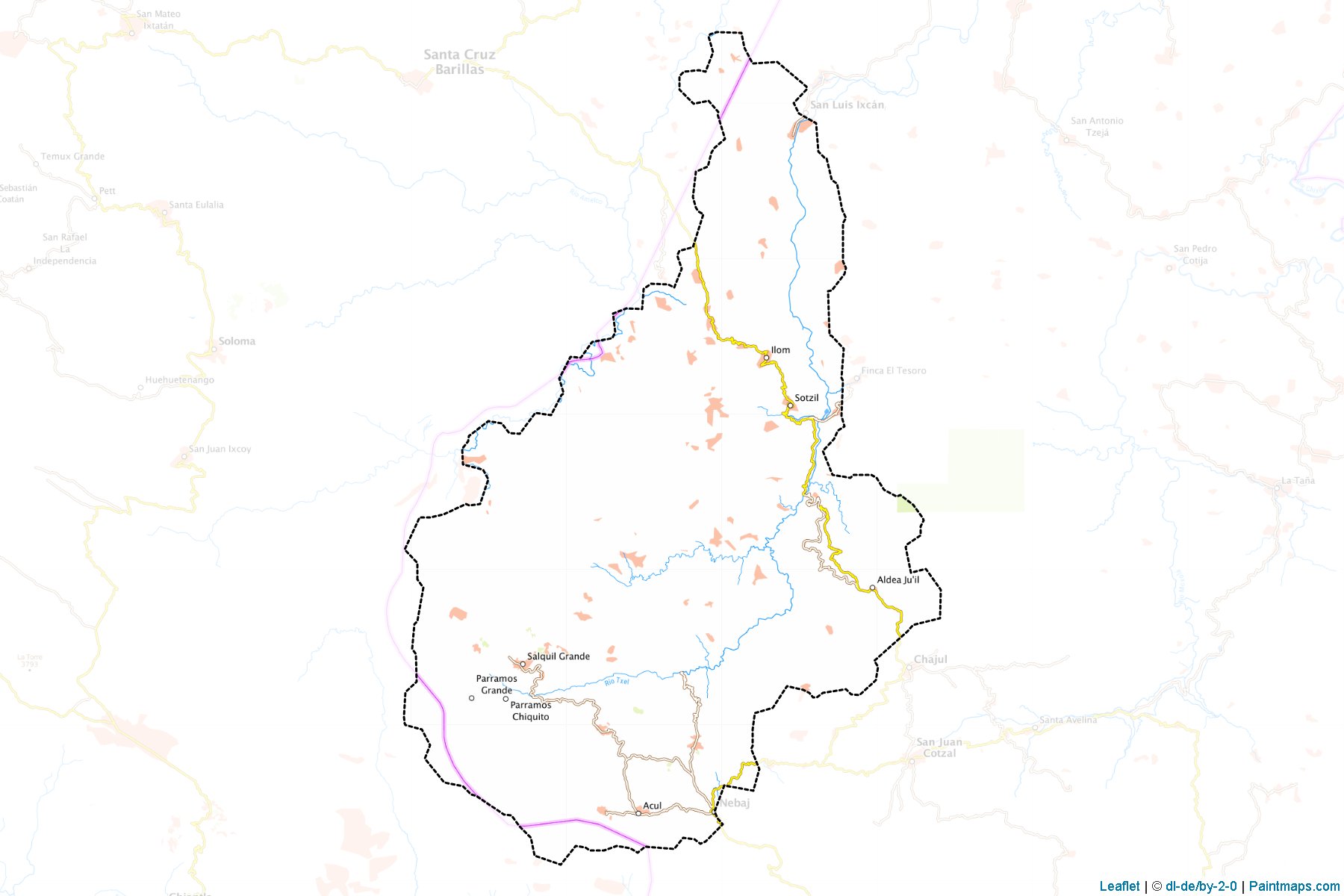 Muestras de recorte de mapas Nebaj (Quiché)-1