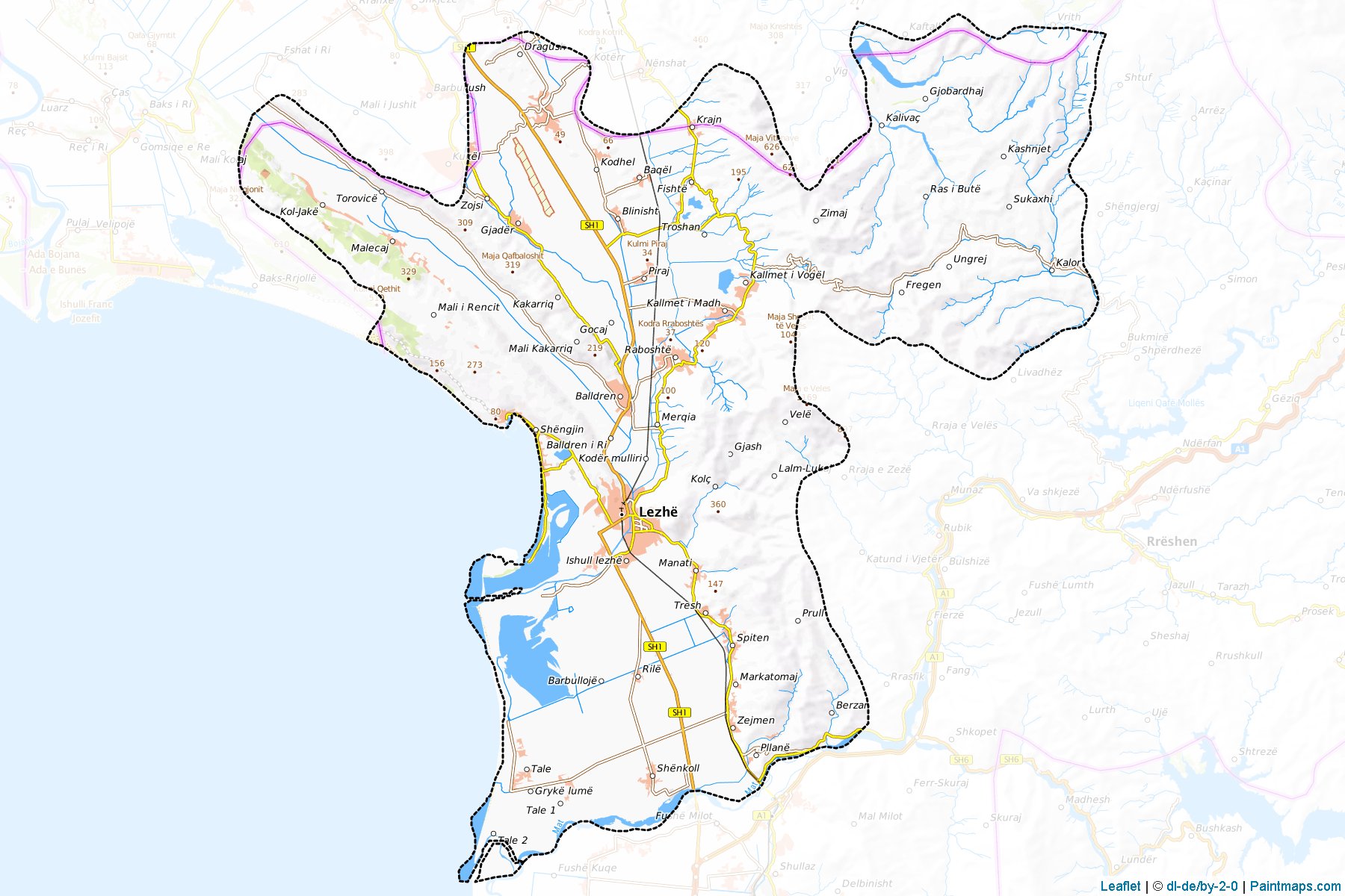 Muestras de recorte de mapas Lezhë (Lezhë)-1