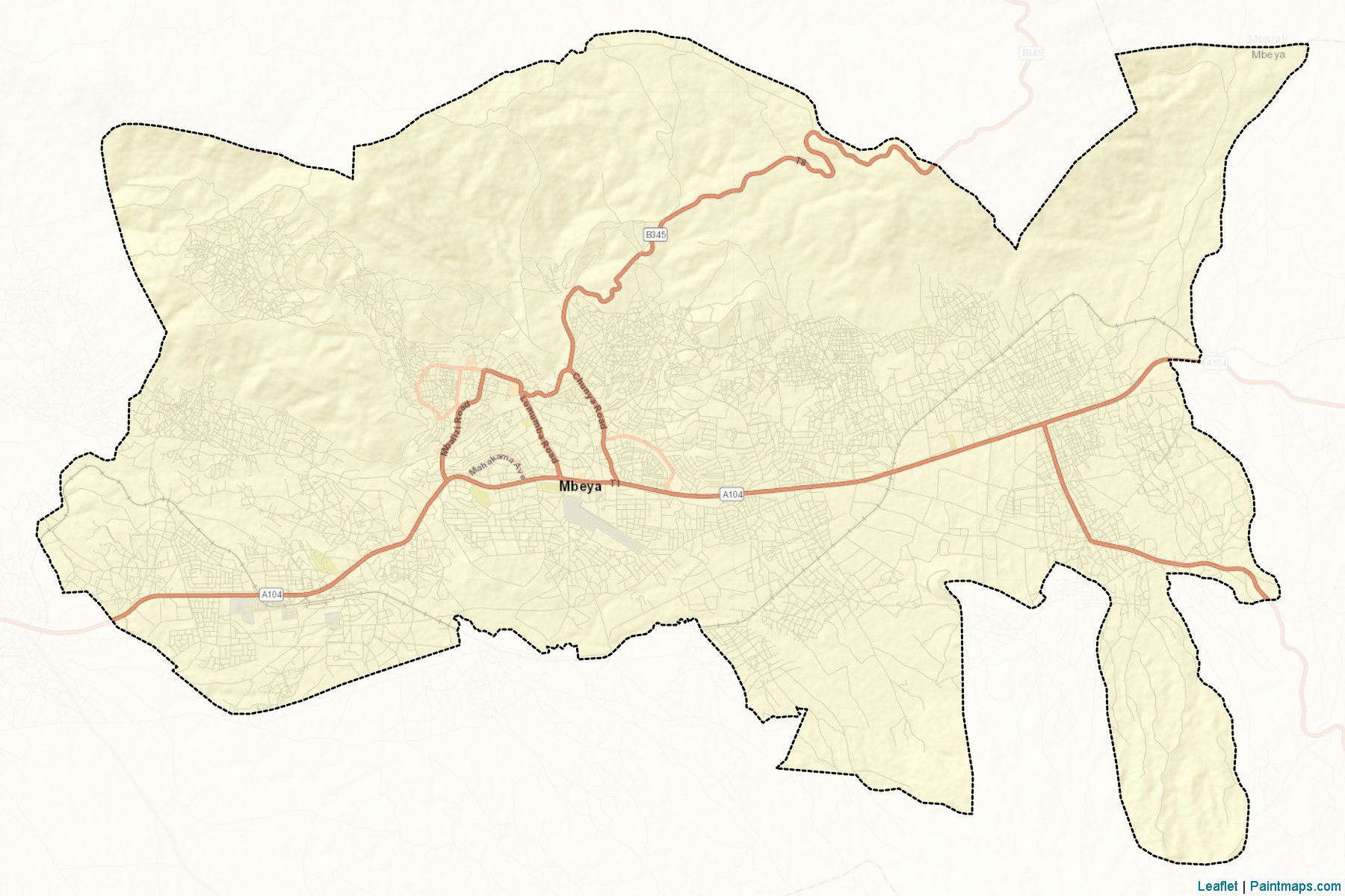 Muestras de recorte de mapas Mbeya Urban (Mbeya)-2