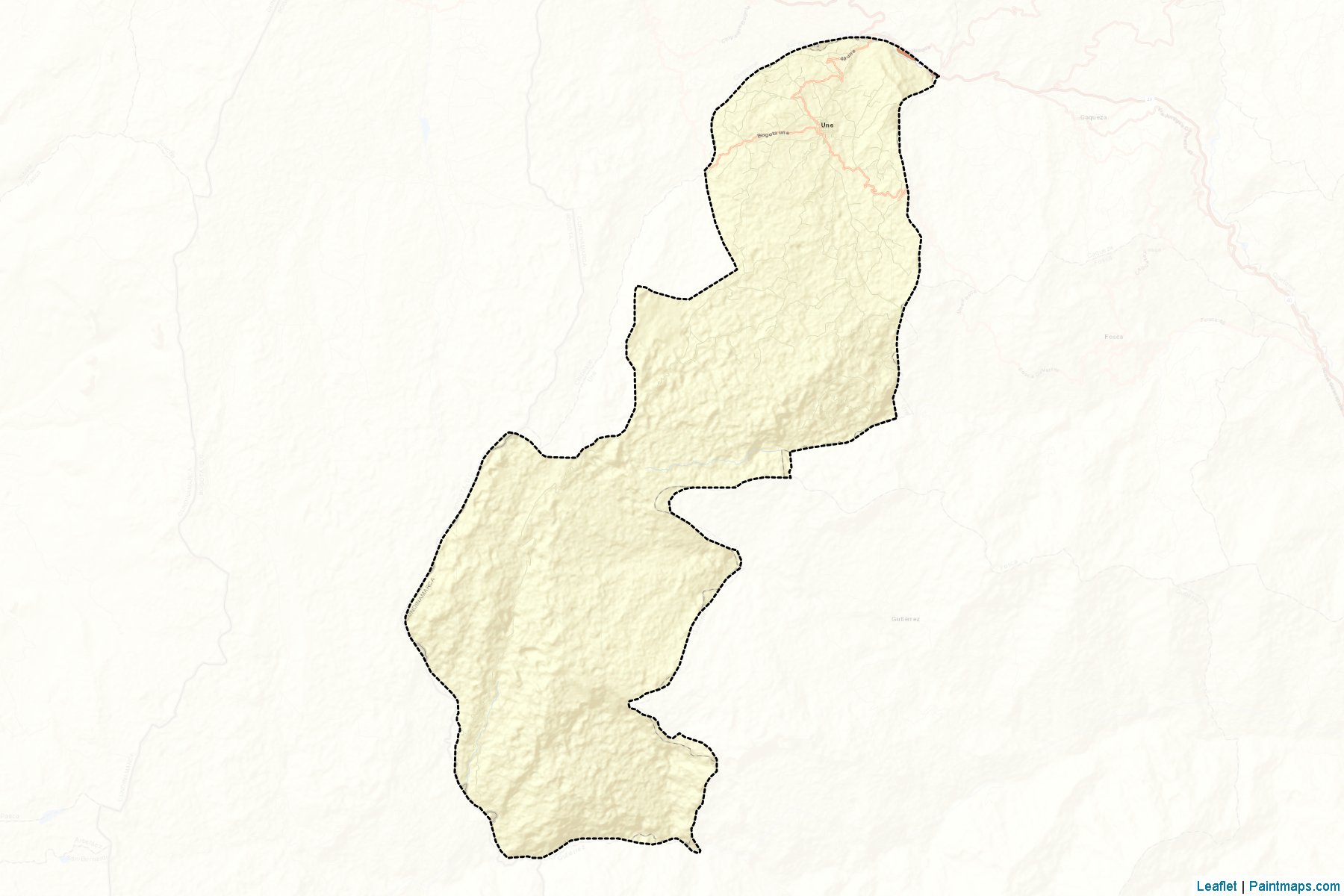 Muestras de recorte de mapas Une (Cundinamarca)-2