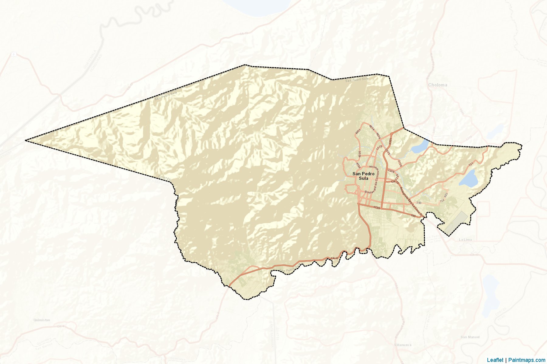 Muestras de recorte de mapas San Pedro Sula (Cortés)-2