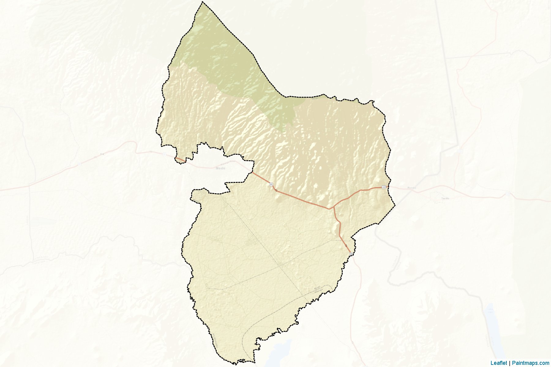 Muestras de recorte de mapas Moshi (Kilimanjaro)-2