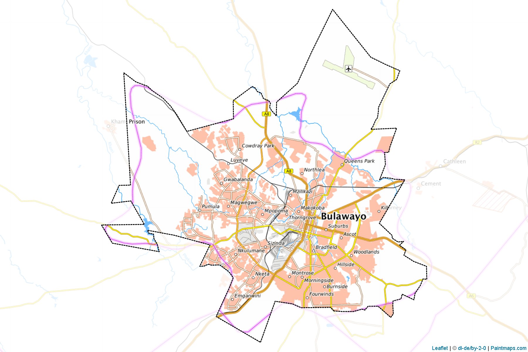 Bulawayo (Bulawayo) Haritası Örnekleri-1