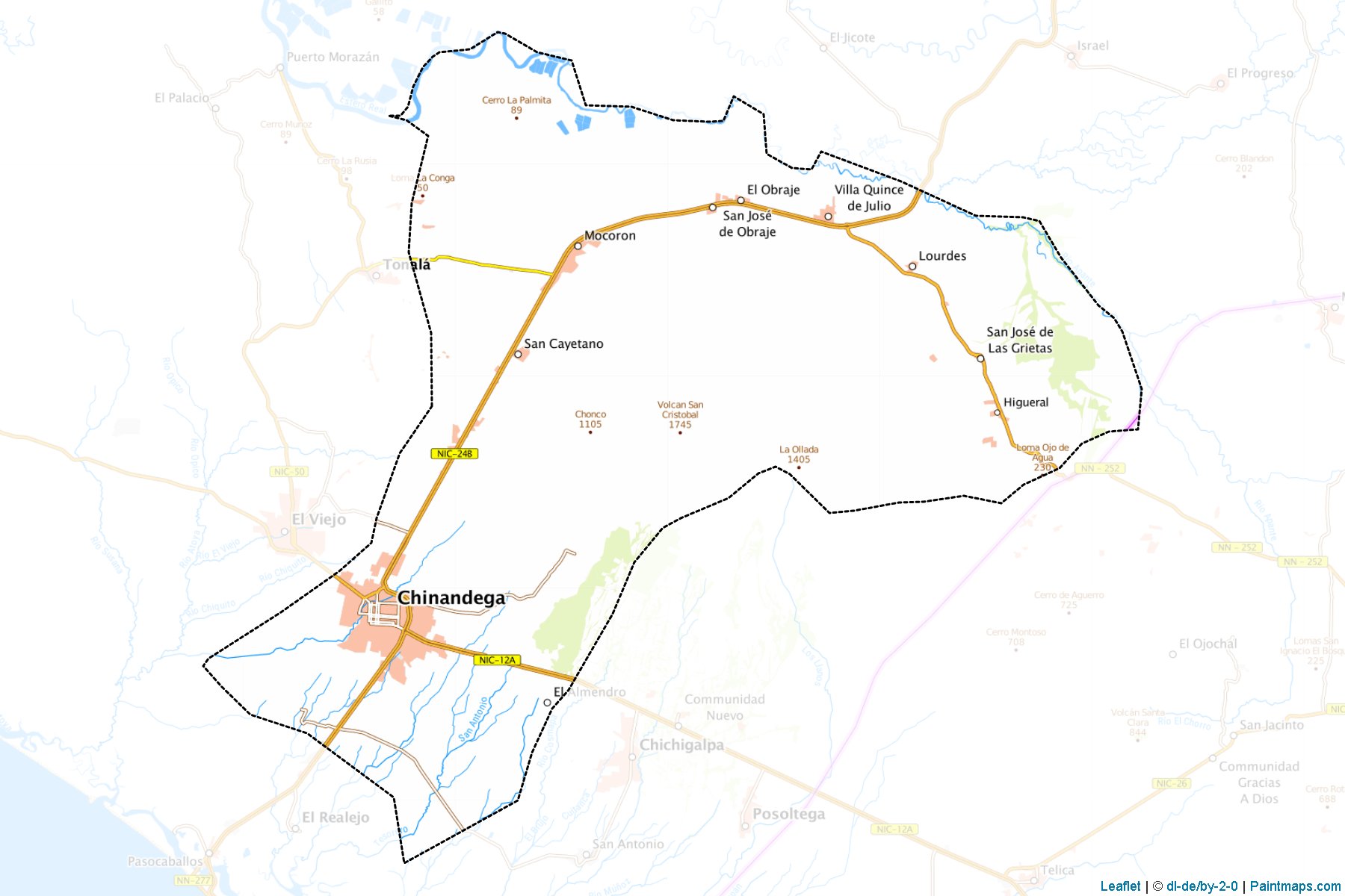 Muestras de recorte de mapas Chinandega (Chinandega)-1