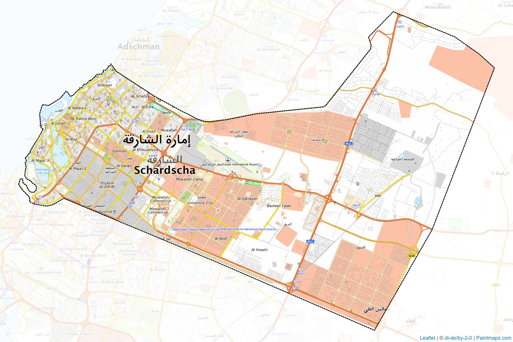 Muestras de recorte de mapas Sharjah (Sharjah)-1