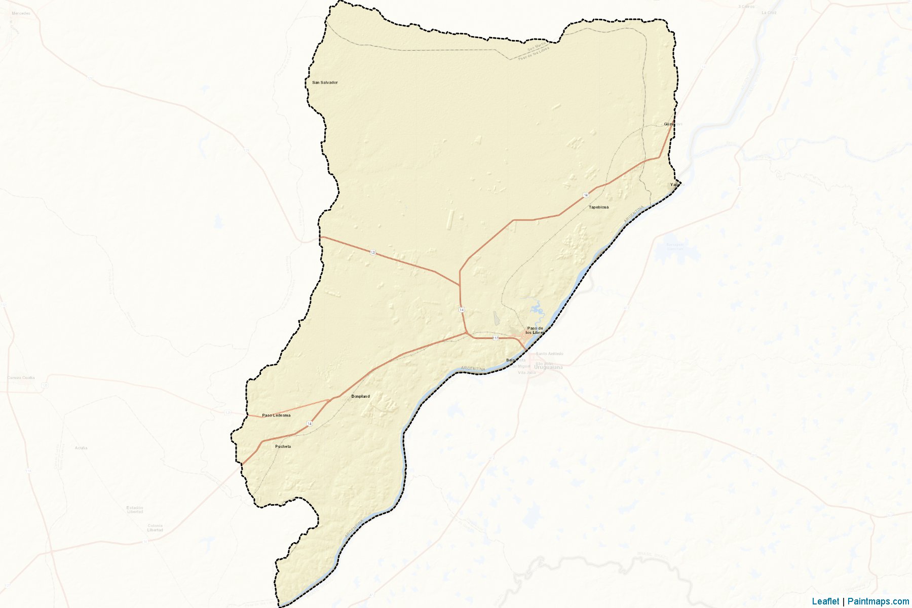 Muestras de recorte de mapas Paso De Los Libres (Corrientes)-2