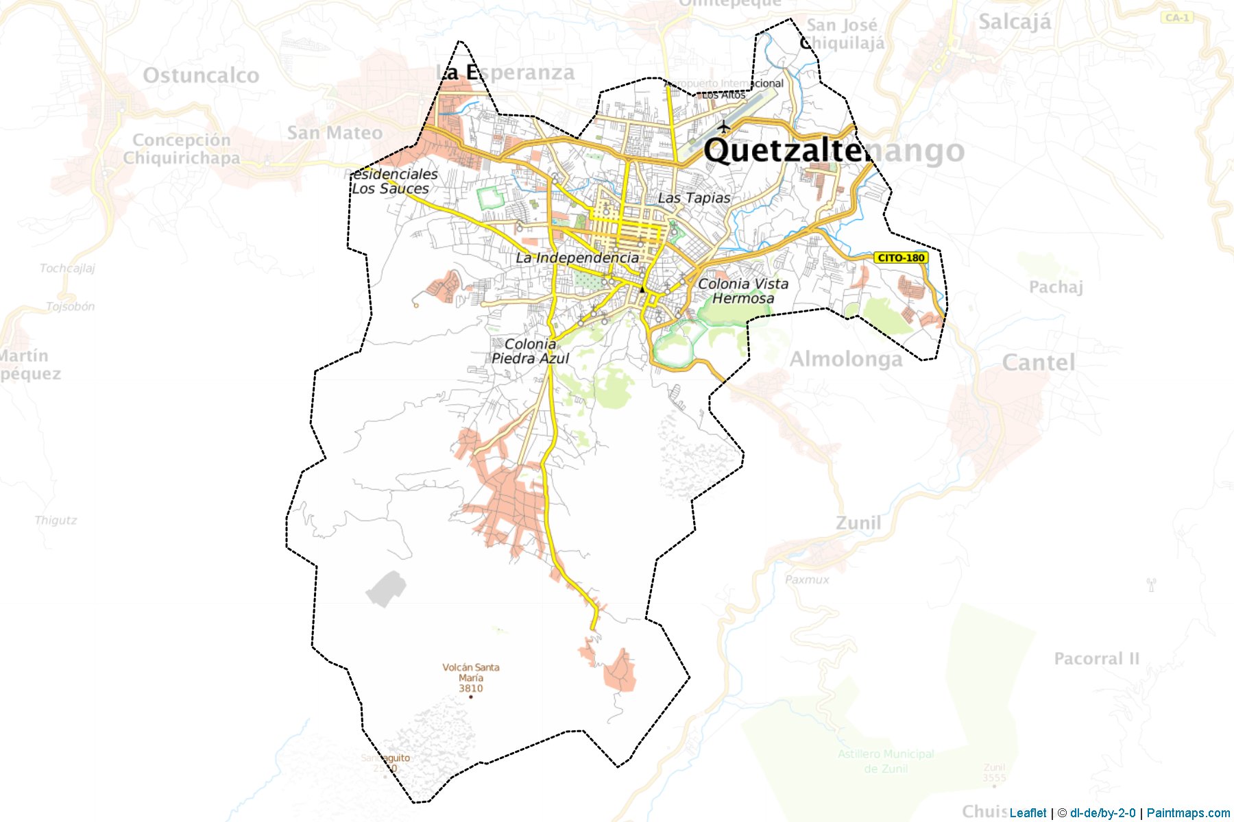 Muestras de recorte de mapas Quetzaltenango (Quezaltenango)-1