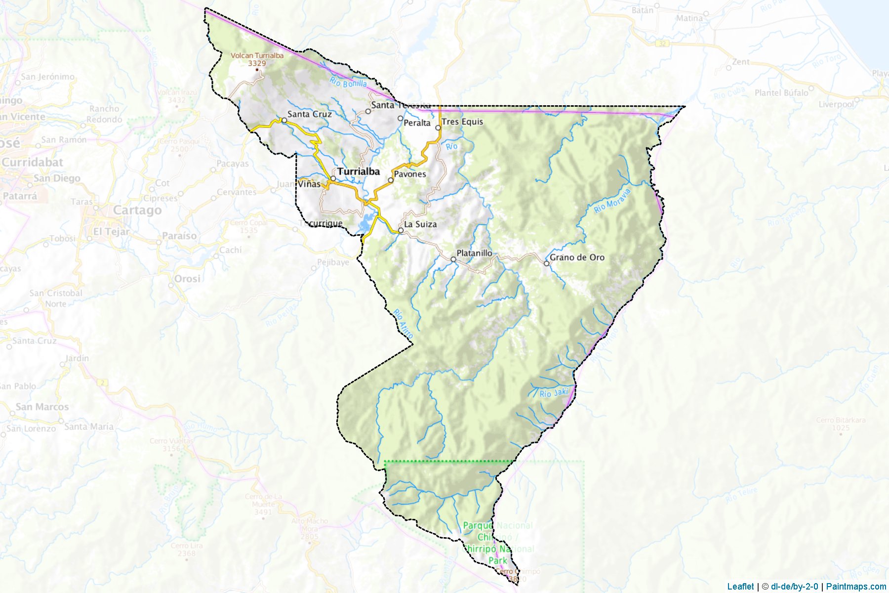 Muestras de recorte de mapas Turrialba (Cartago)-1