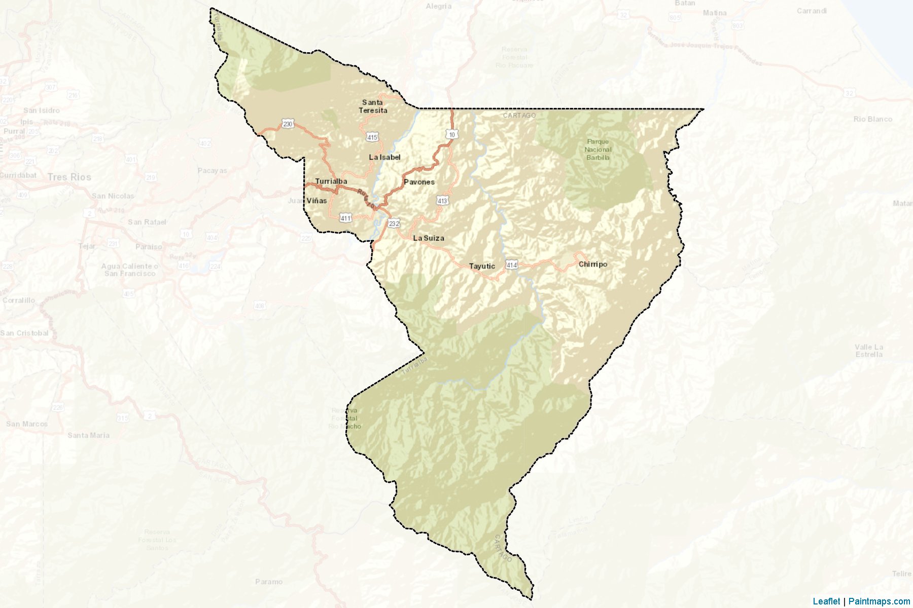 Muestras de recorte de mapas Turrialba (Cartago)-2