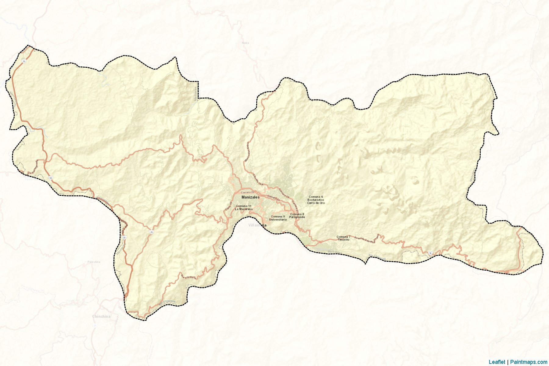 Muestras de recorte de mapas Manizales (Caldas)-2