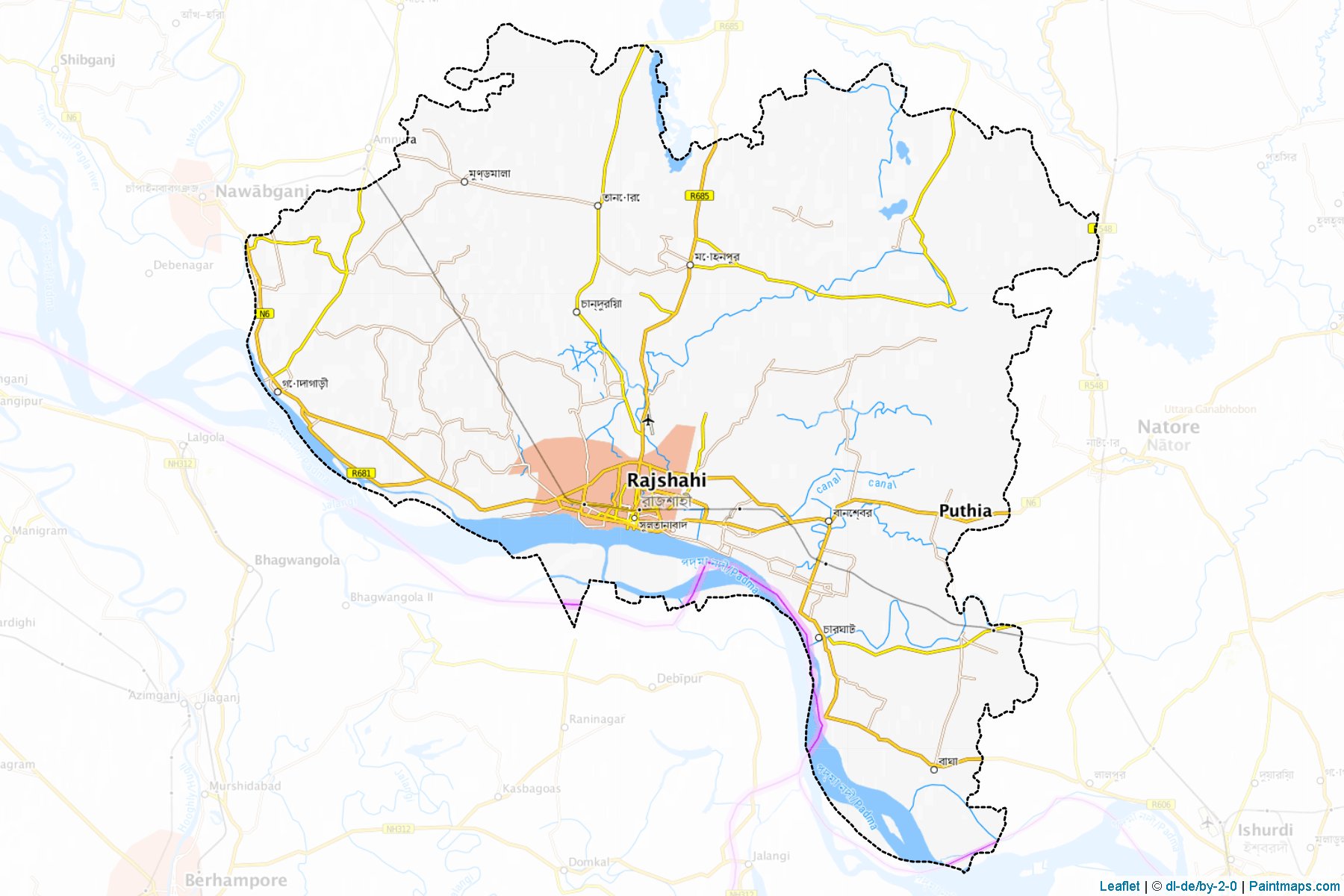 Muestras de recorte de mapas Rajshahi (Rajshahi)-1