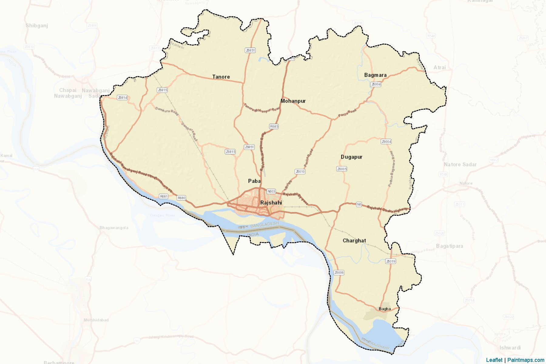 Muestras de recorte de mapas Rajshahi (Rajshahi)-2