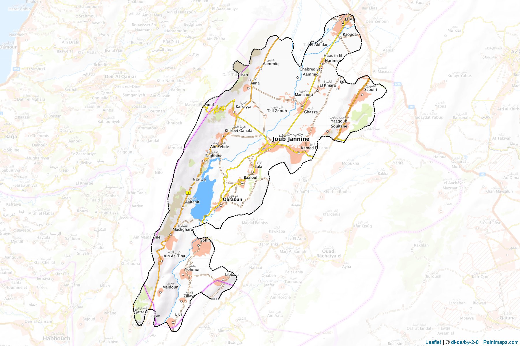 Muestras de recorte de mapas West Bekaa (Beqaa)-1