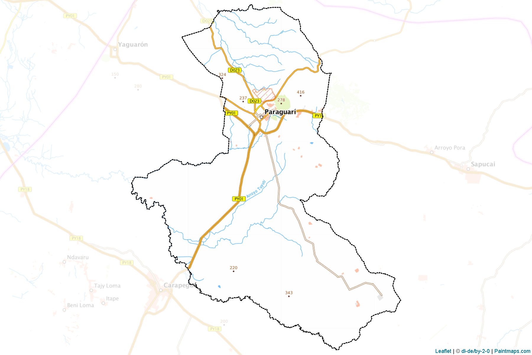 Paraguari (Paraguarí) Haritası Örnekleri-1