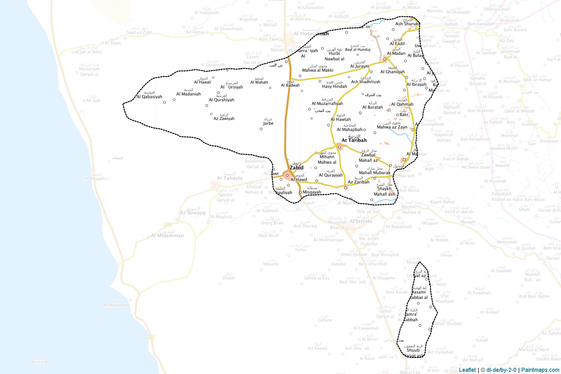 Muestras de recorte de mapas Zabid (Al Hudaydah)-1