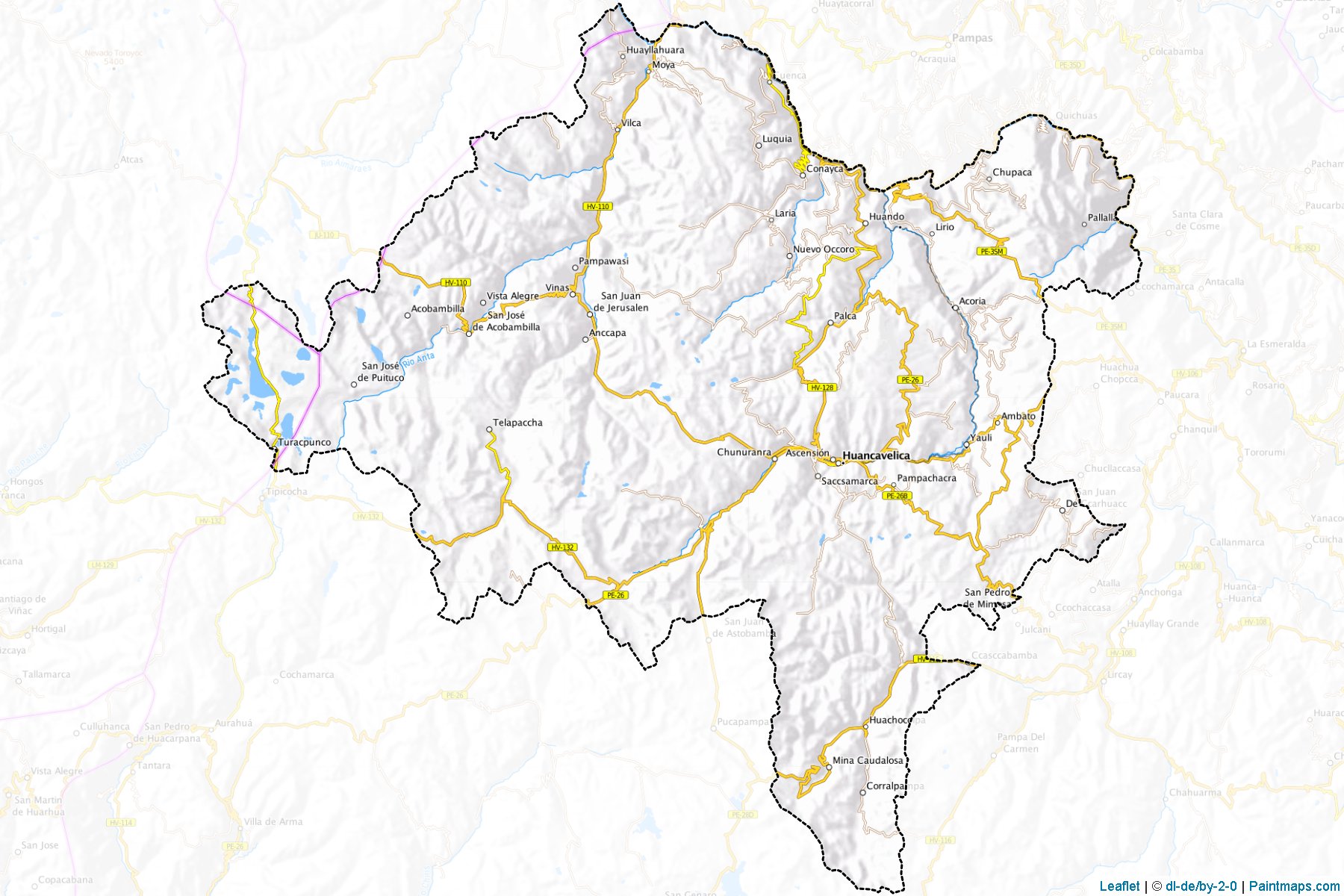 Muestras de recorte de mapas Huancavelica (Huancavelica)-1