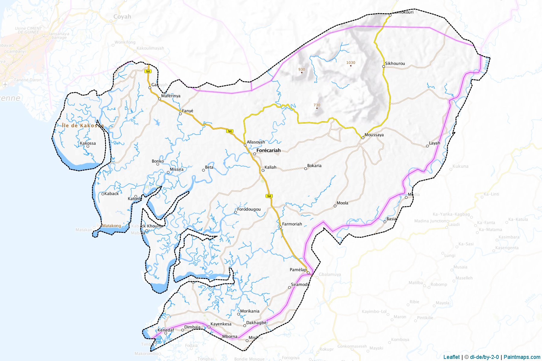 Muestras de recorte de mapas Forecariah (Forécariah)-1