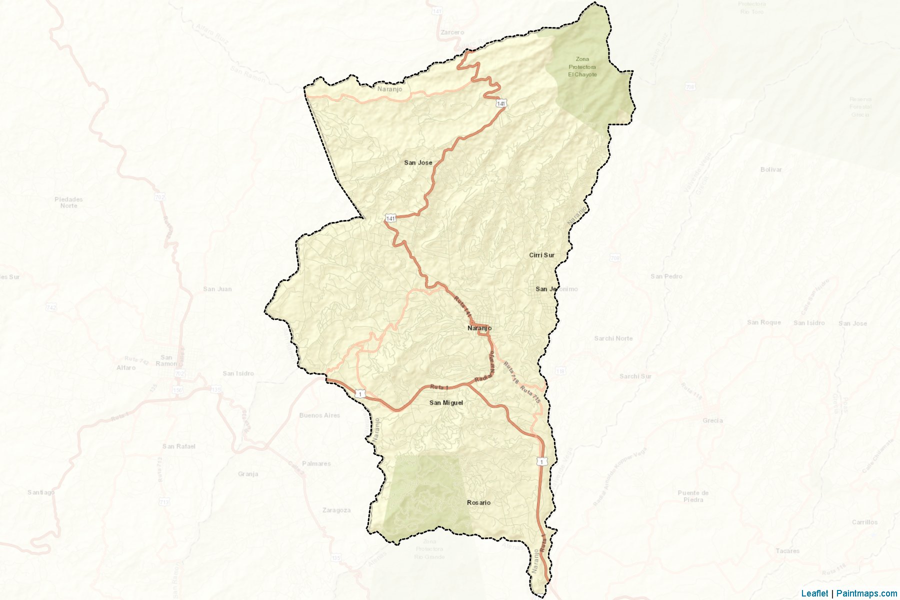 Muestras de recorte de mapas Naranjo (Alajuela)-2