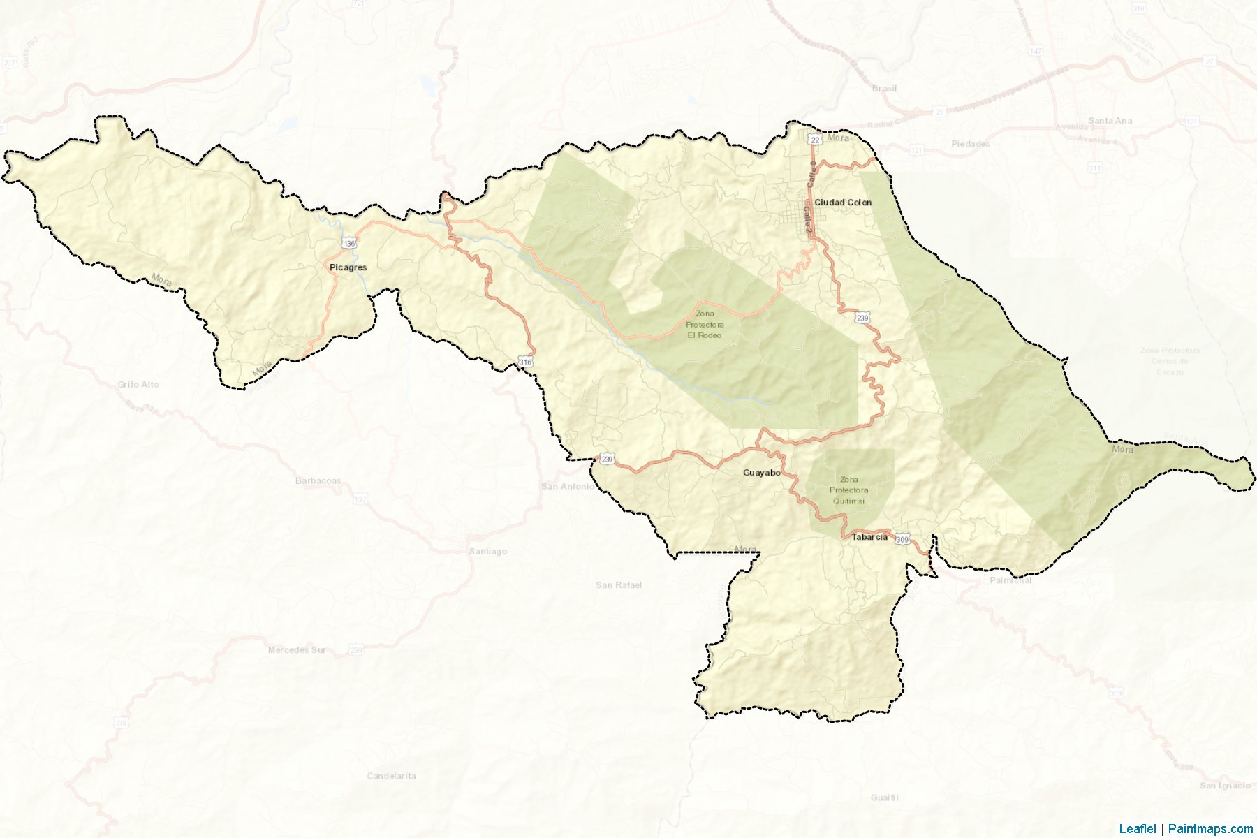 Muestras de recorte de mapas Mora (San José)-2