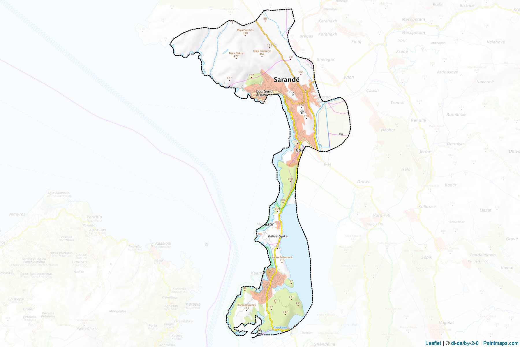 Muestras de recorte de mapas Sarandë (Vlorë)-1