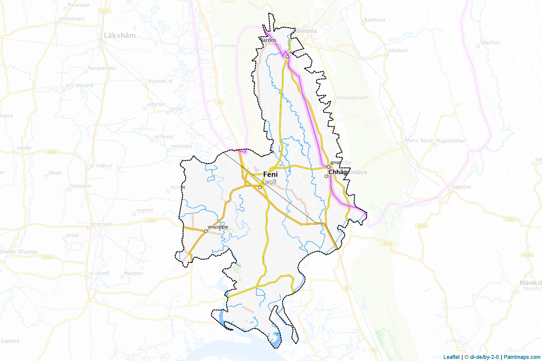 Muestras de recorte de mapas Feni (Chittagong)-1