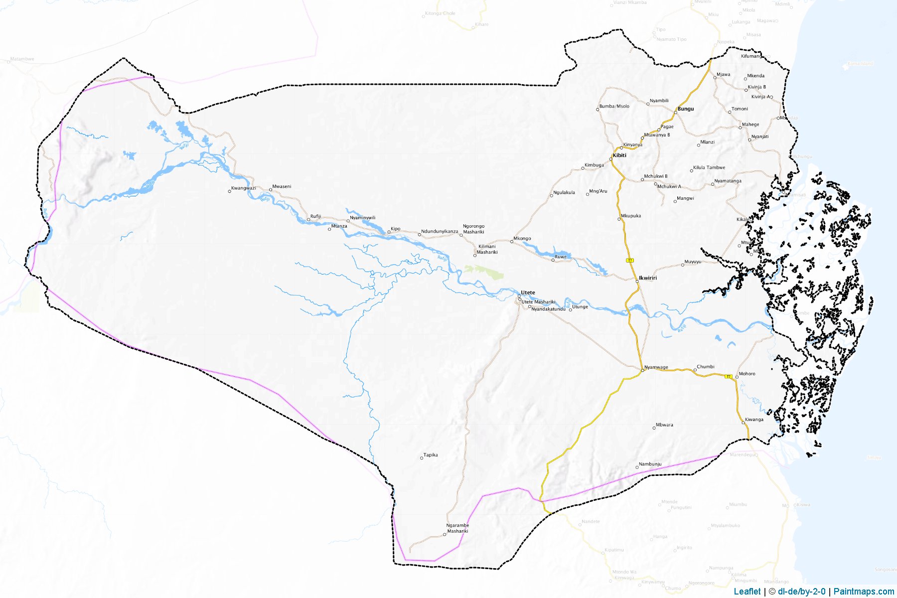 Muestras de recorte de mapas Rufiji (Pwani)-1