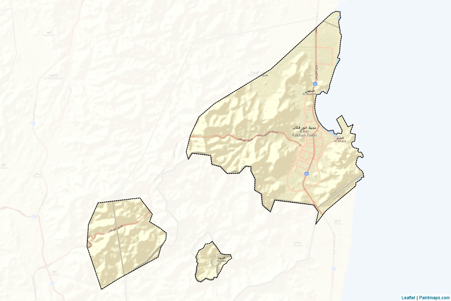 Muestras de recorte de mapas Khor Fakkan (Sharjah)-2