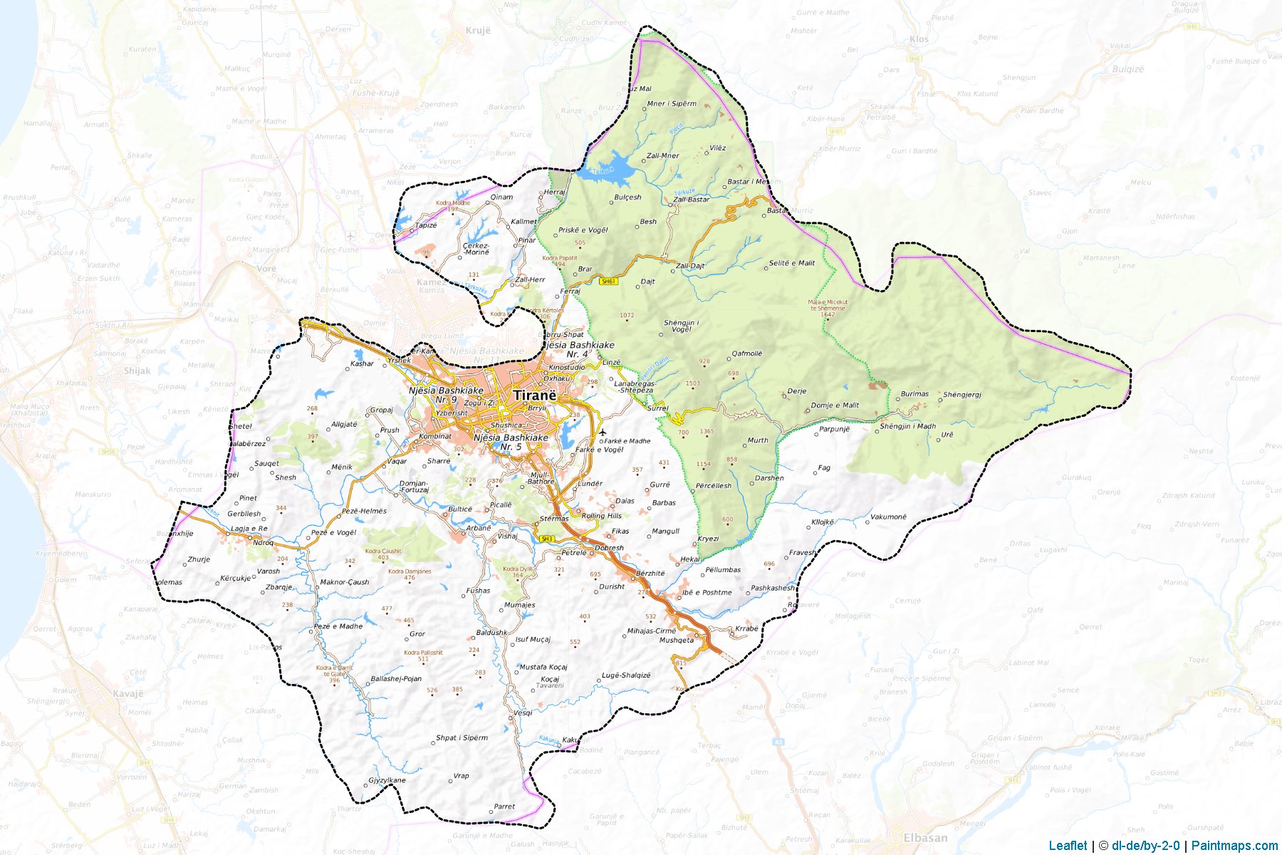 Muestras de recorte de mapas Tiranë (Tiranë)-1