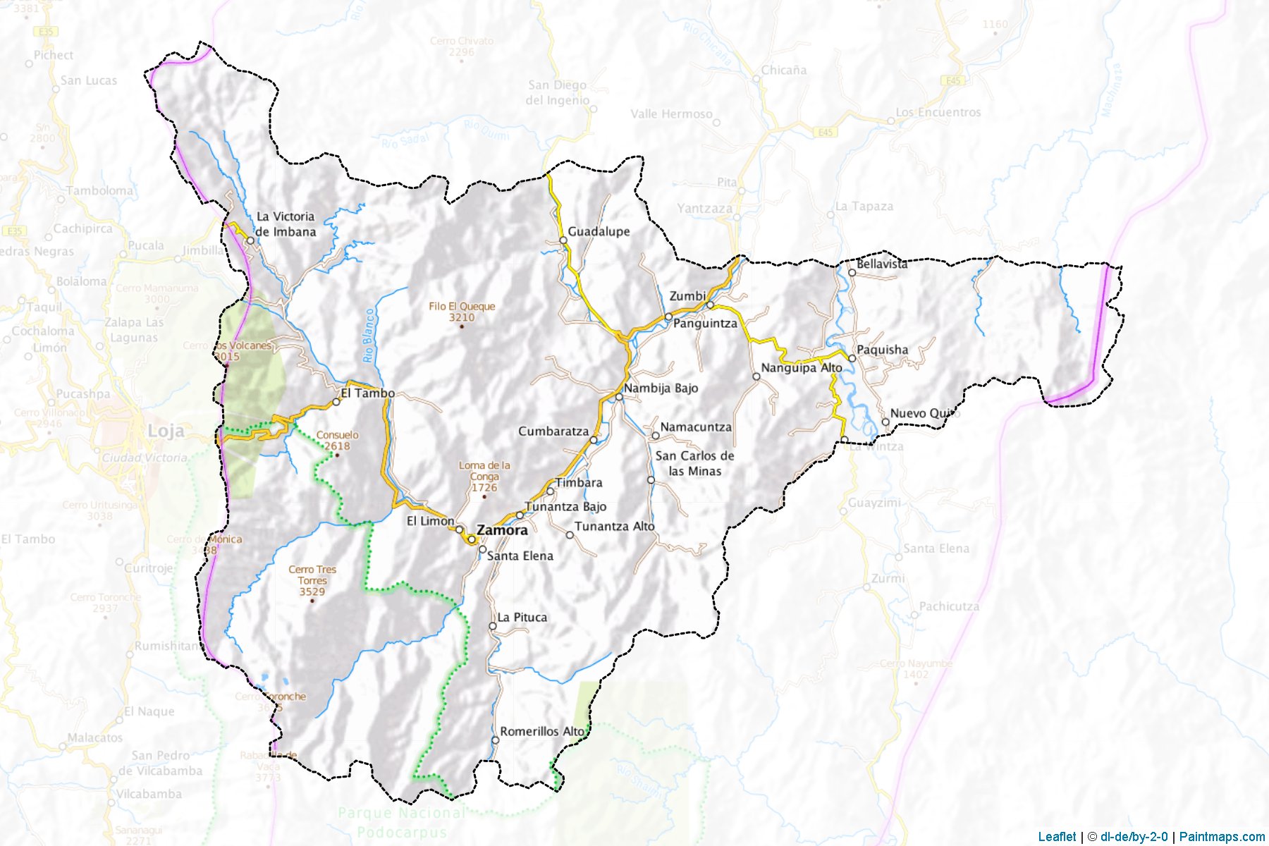 Muestras de recorte de mapas Zamora (Zamora Chinchipe)-1