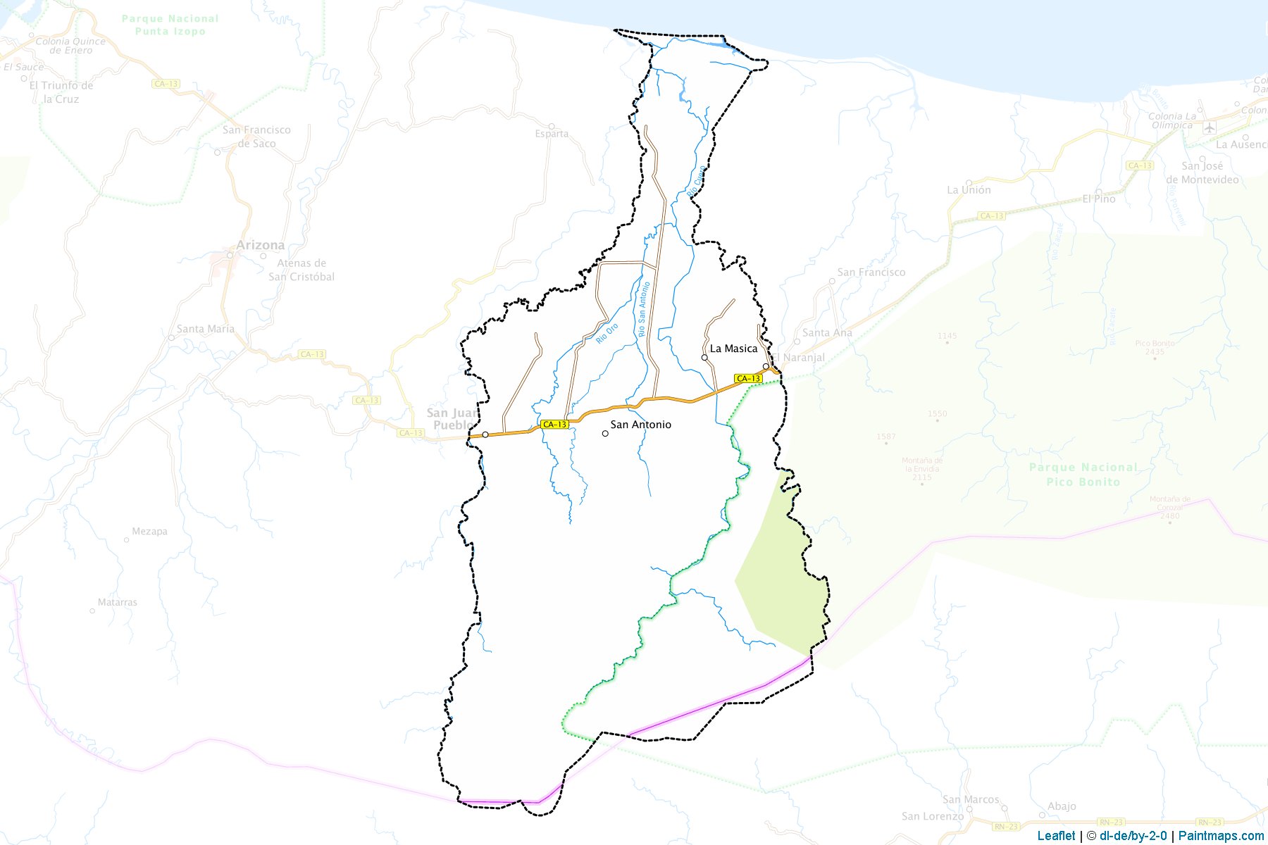 La Masica (Atlántida Departmanı) Haritası Örnekleri-1